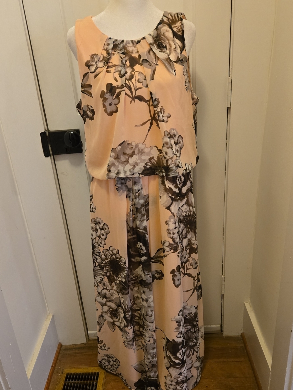 Floral Maxi Skirt - Pink And Brown Floral Lined 12P